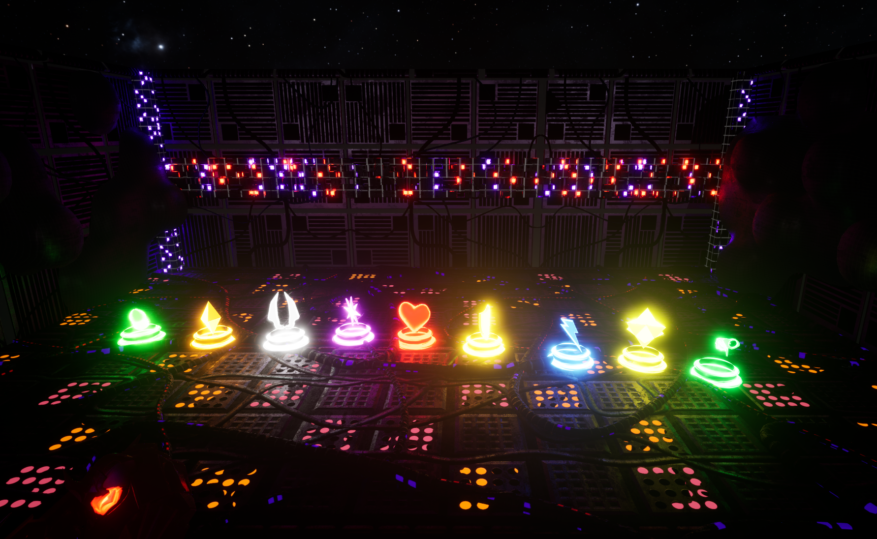 LABYRAINTH power abilities: a special power orb being activated in a hexagonal corridor